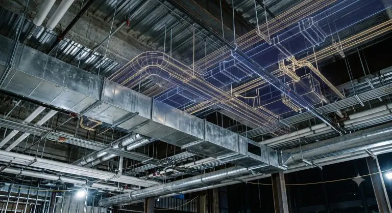Holographic MEP systems overlay on real ductwork installation